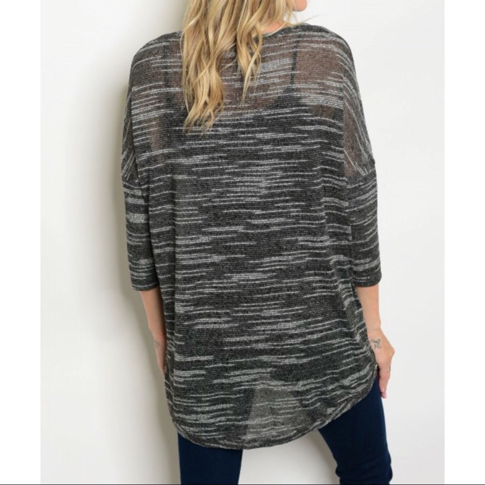 SALES ❗️Black White Scoop Neckline Knit Sweater - Picture 3 of 6